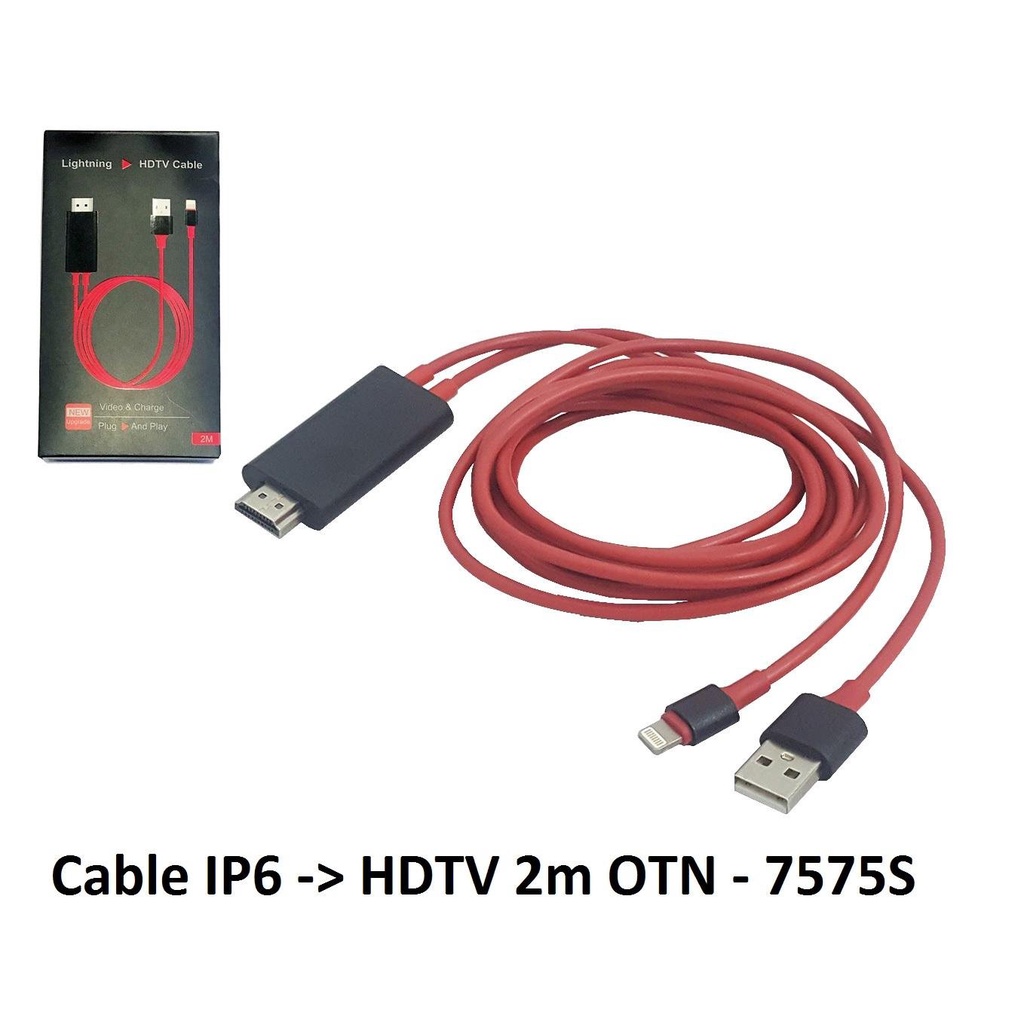 Cáp lighting to HDMI kết nối iPhone, iPad to HDTV 2 met OTN-7575S Loại Tốt