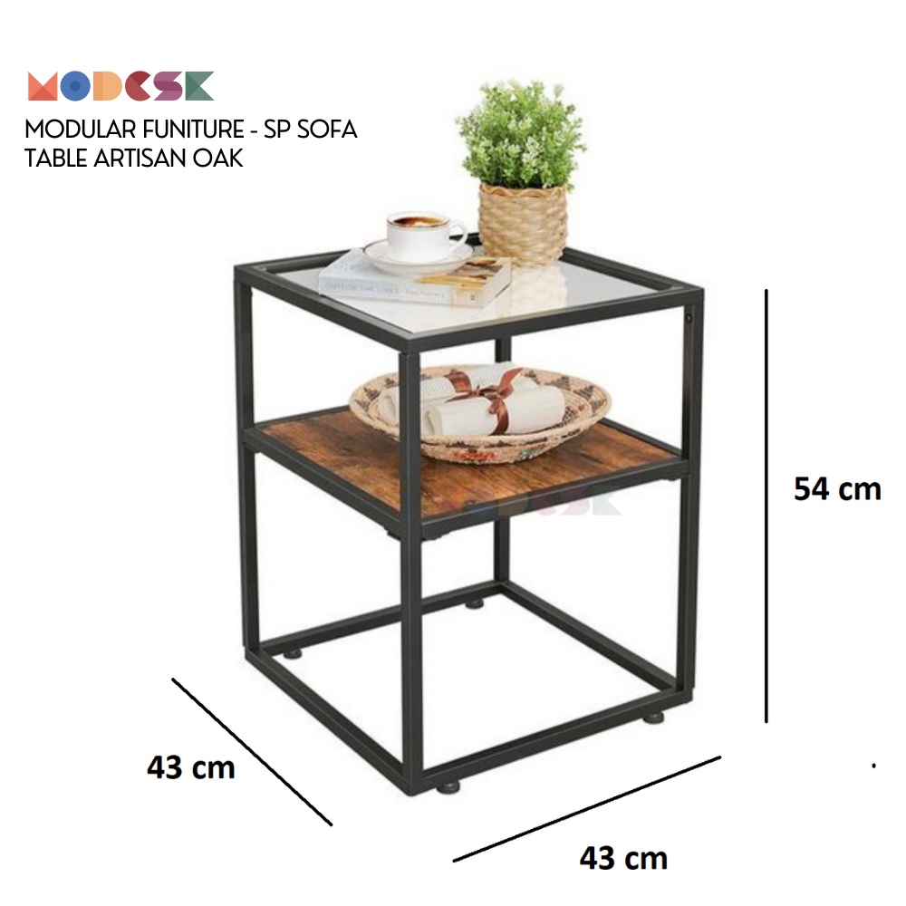 Kệ sofa - tab đầu giường MODESK SP Sofa Shelf sắt sơn tĩnh điện, ván MFC , vintage [phòng khách - phòng ngủ