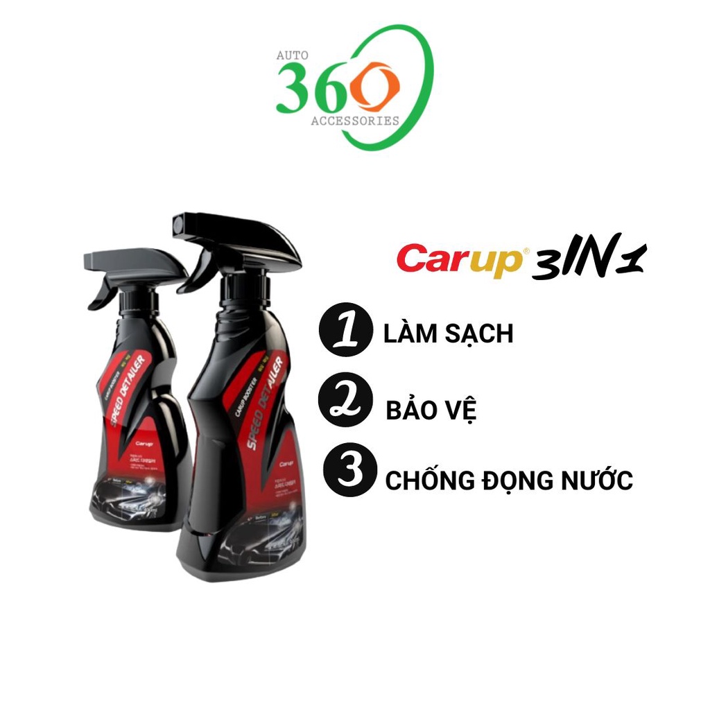 Dung dịch đánh bóng xe chai xịt bóng xe 3in1 Carup 400 ml bóng sáng như gương