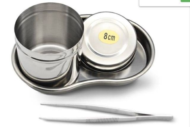 Combo khay đậu và hũ đựng bông 8cm