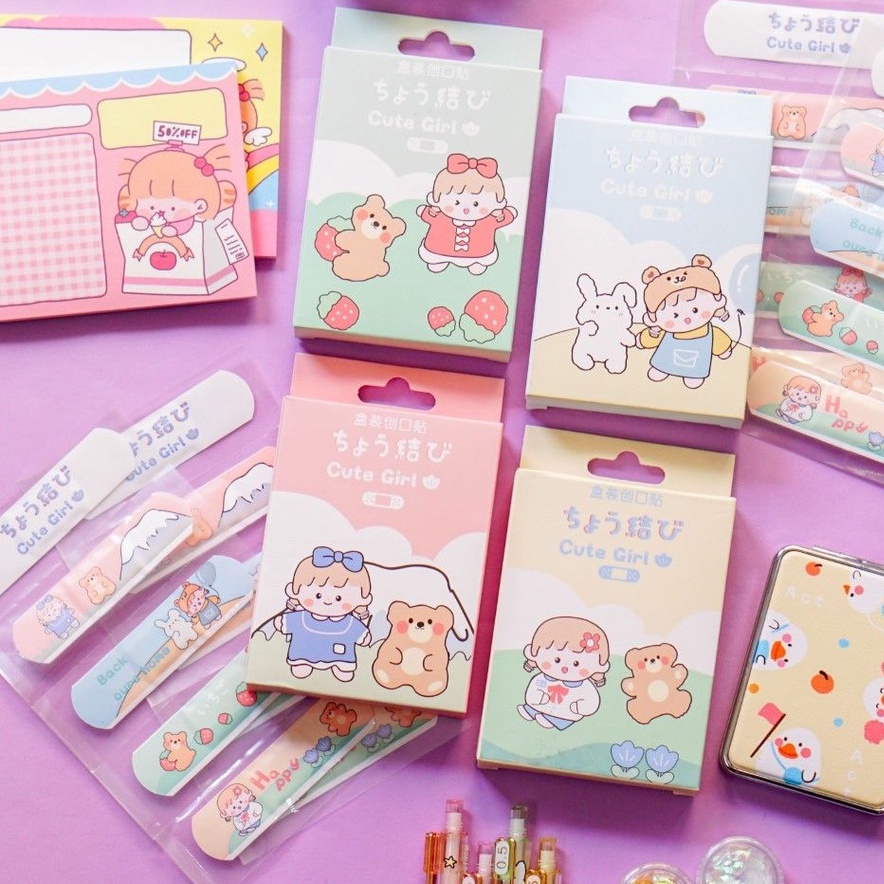 Hộp 20 Băng Cá Nhân Miếng Băng Keo Cá Nhân Băng Bó Vết Thương Họa Tiết Hoạt Hình Dễ Thương
