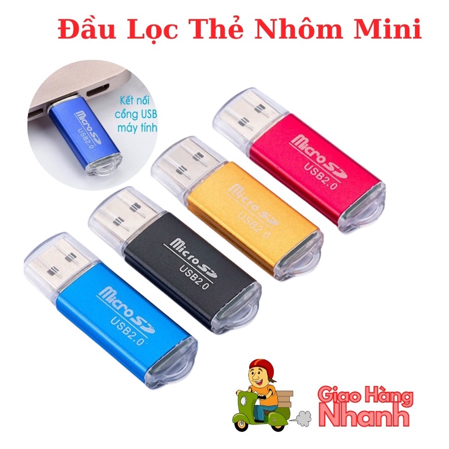 Đầu đọc thẻ nhớ micro SD tốc độ cao, vỏ nhôm siêu nhẹ chuẩn USB 2.0