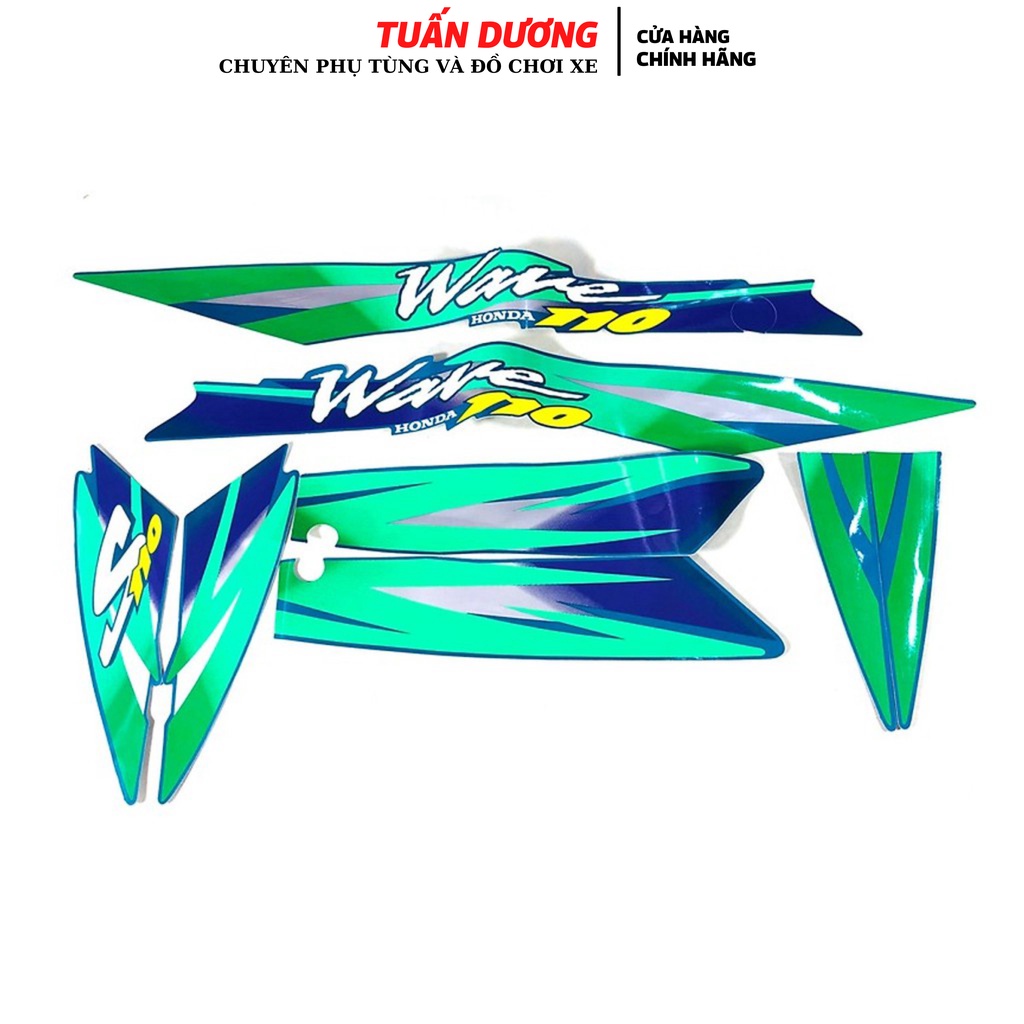 Bộ Tem Wave Thái 110cc Xanh Nhớt [ LOẠI ĐẸP ], Tem Ba Lớp Đẹp Gắn Cho Các Dòng Wave Nhỏ Đều Được