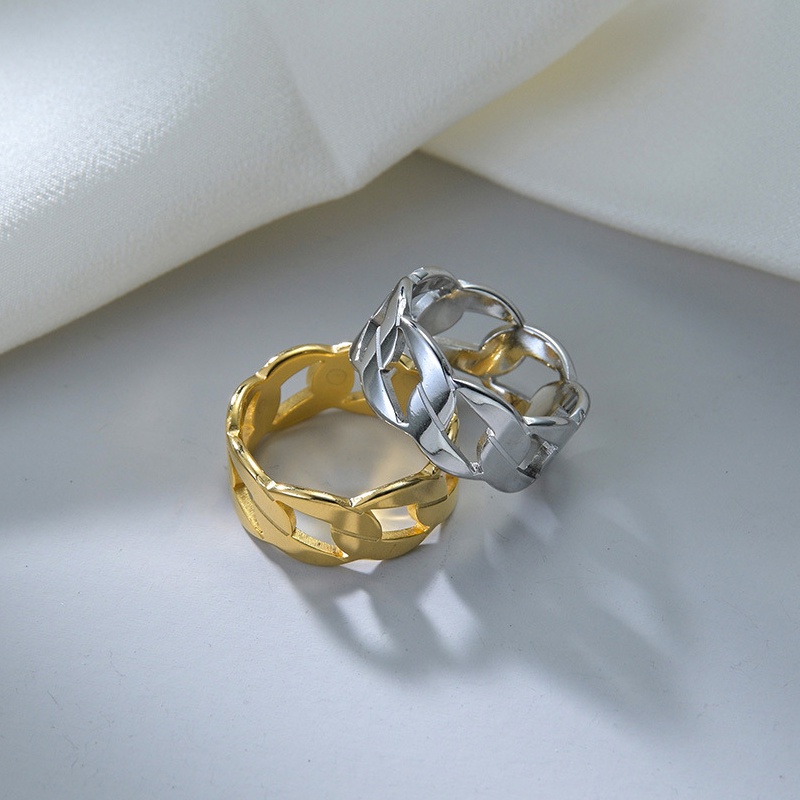 Nhẫn Dây Xích 8mm Bằng Thép Không Gỉ Màu Sắc Vàng Phong Cách Hip Hop Cho Nam Và Nữ