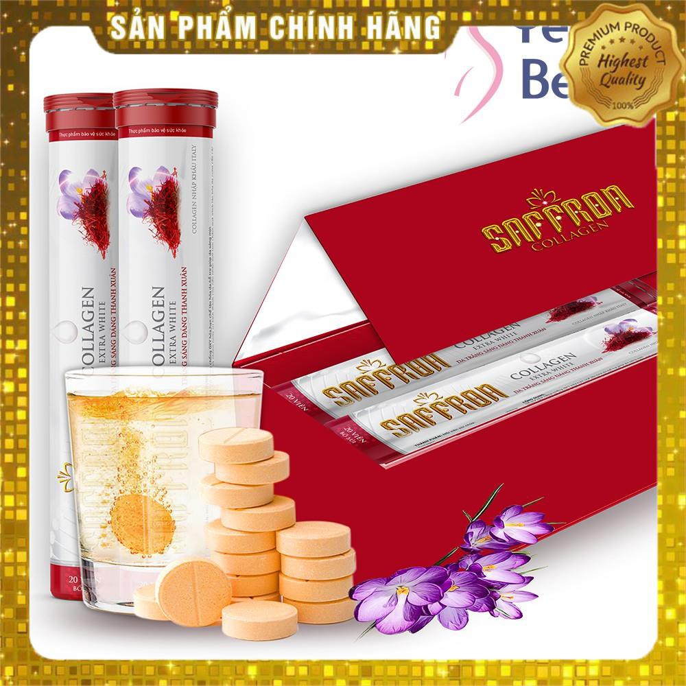 Viên Trắng Da Saffron Collagen Extra - Viên Sủi Cao Cấp Công Nghệ Nhật Bản - Chính Hãng Hộp 20 Viên | Thế Giới Skin Care
