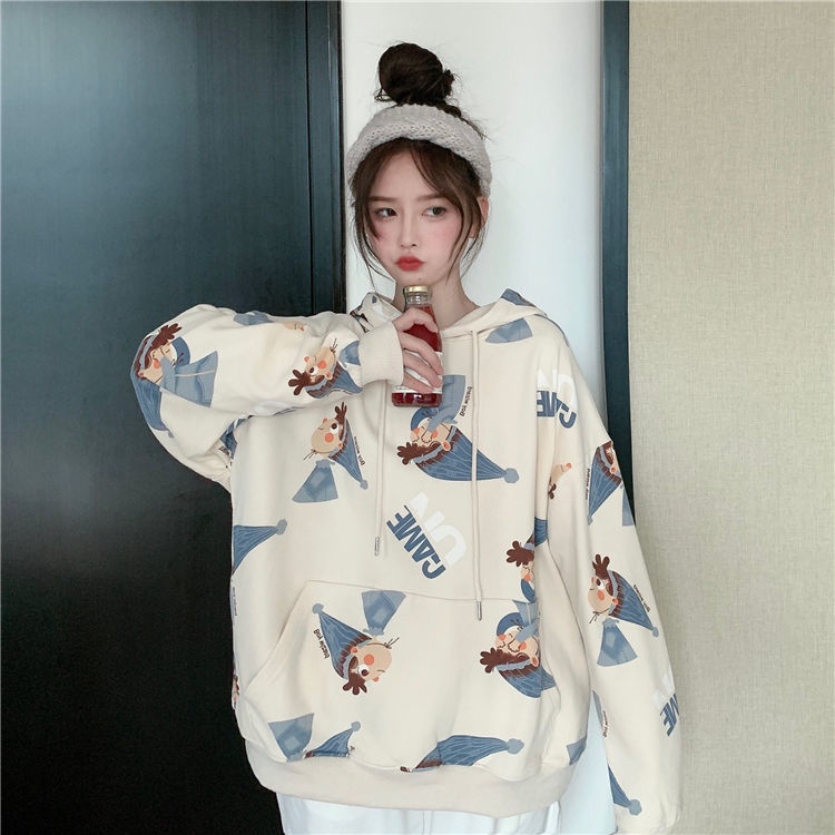 Áo Hoodie Mỏng In Họa Tiết Dễ Thương Thời Trang Mùa Thu Cho Nữ