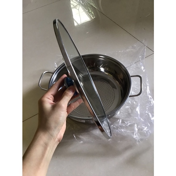 Nồi inox đáy từ Long Cook 28cm, nồi lẩu inox dùng tất cả các loại bếp