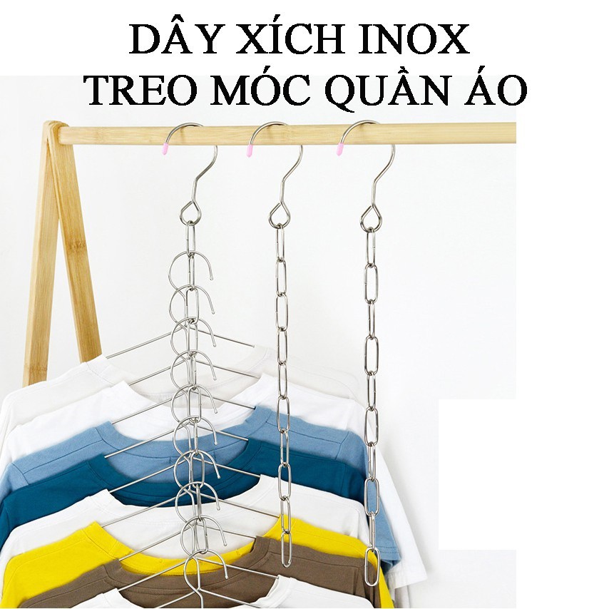 Móc Xích Treo Quần Áo Bộ, Dây Móc Xích Treo Quần Áo Tiết Kiệm Không Gian 10 Lỗ