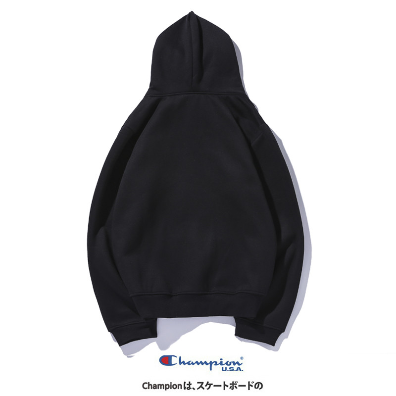 Áo hoodie Champion lót nhung cotton ngoại cỡ thêu chữ thời trang cho nam nữ
