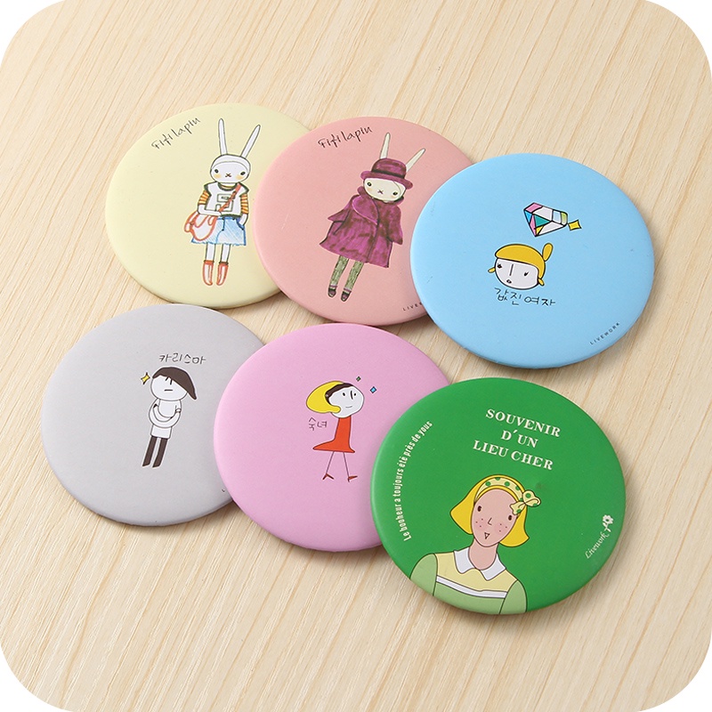Gương Trang Điểm Mini Họa Tiết Hoạt Hình Phong Cách Hàn Quốc Xinh Xắn