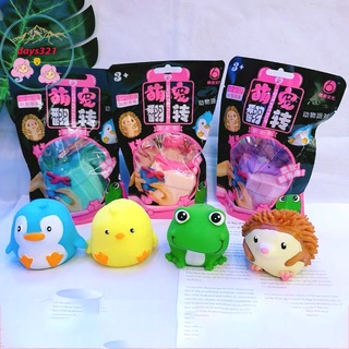Đồ chơi Squishy Mochi NHÍM ẾCH XANH trốn trong hộp quà mềm mịn dễ thương chân thực giảm stress thú lộn hộp quà