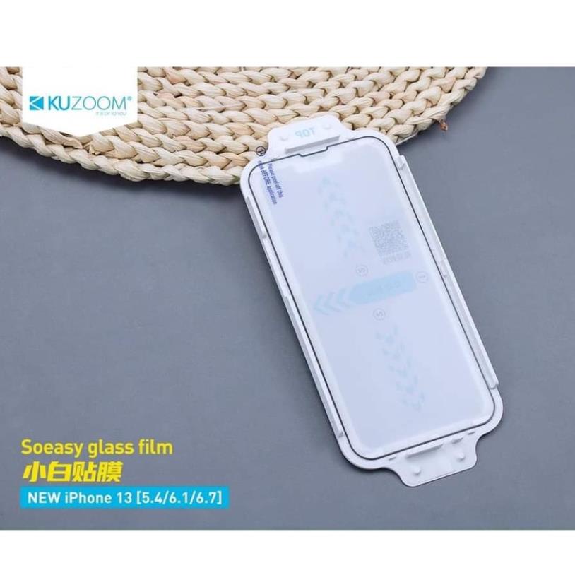 Dán kính cường lực Kuzoom iPhone 13 Mini, 13, 13 Pro, 13 Pro Max Full màn hình kèm khung dán siêu tiện chính hãng