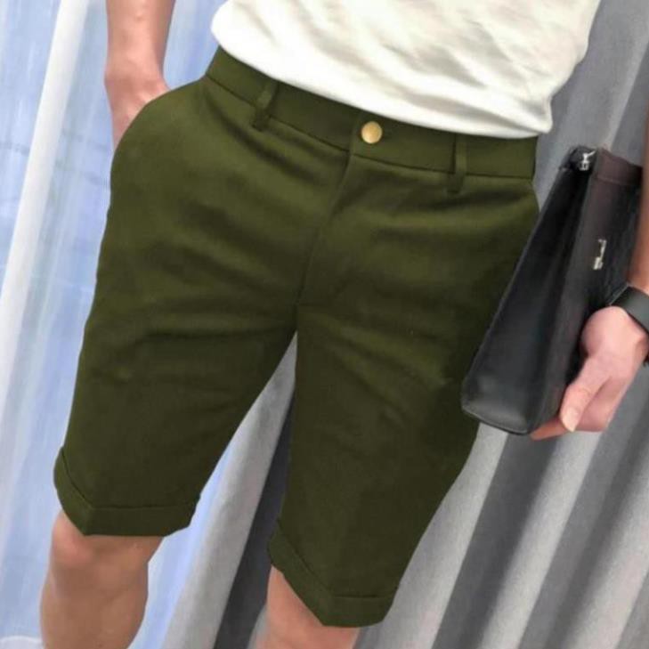 Quần sooc nam kaki dáng Hàn Quốc chất vải kaki co giãn cao cấp mặc thoải mái màu trắng đen xanh rêu H3 | BigBuy360 - bigbuy360.vn