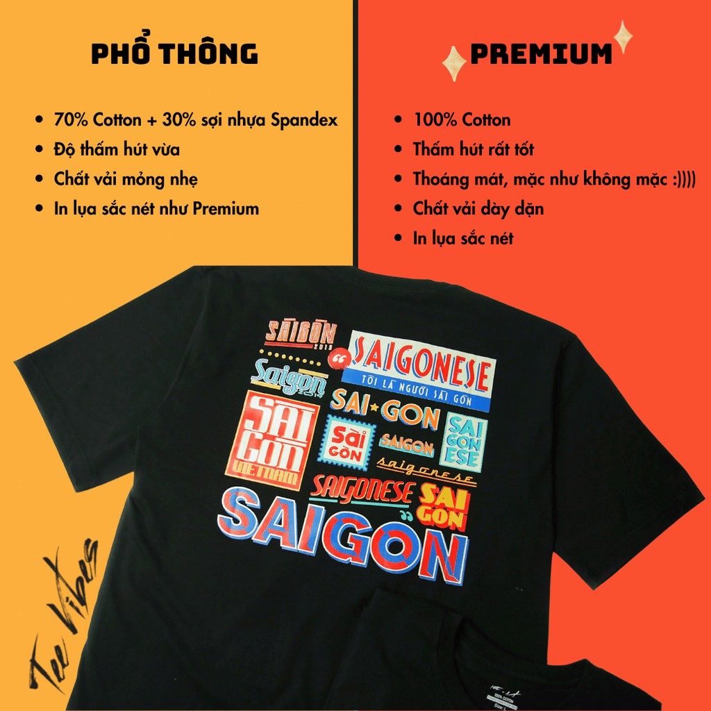 Áo Thun Unisex nam nữ TeeVibes phông tay lỡ form rộng tee oversize - saigonese TV003