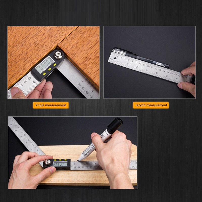 Thước Đo Góc Kỹ Thuật Số Cm Inch LCD Bằng Thép Không Gỉ Chuyên Dụng Làm Mộc