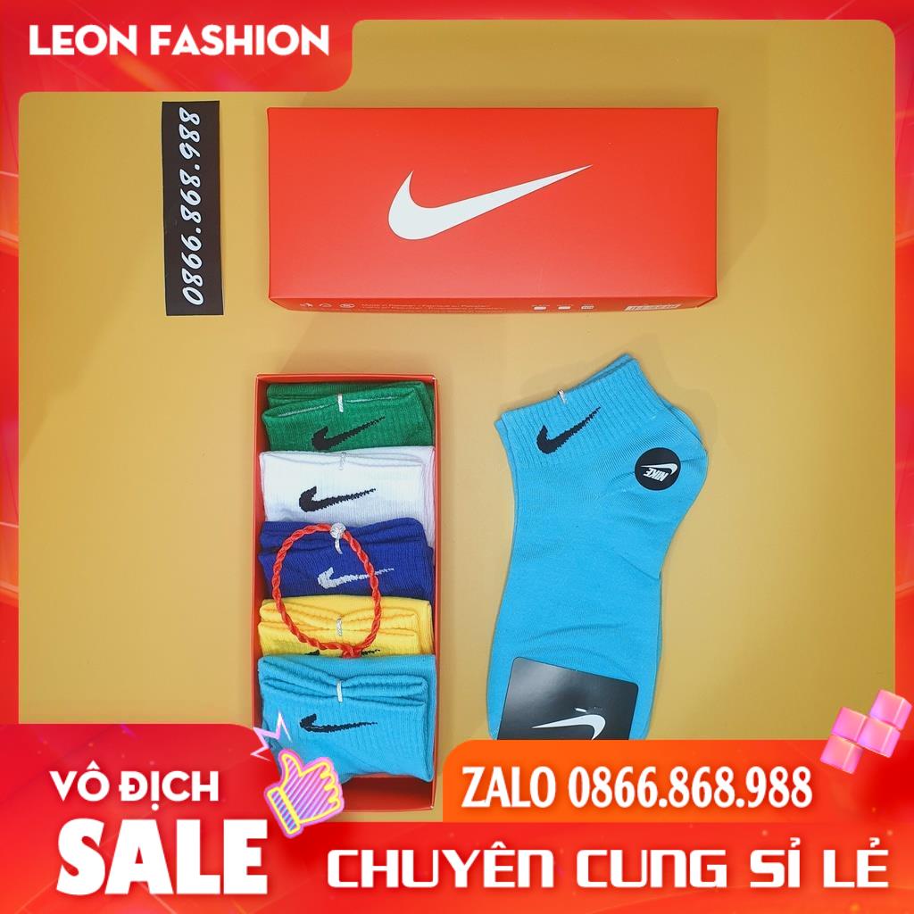 Tất NIKE cổ ngắn Màu nổi bật [Hộp 5 Đôi] Vớ Nam Nữ Thể thao Dệt kim Cao cấp QUÀ TẶNG - Kho sỉ tất