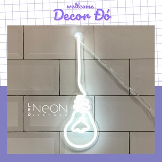 Đèn Neon | Hình Bóng Đèn | KT 31cm x 11cm | tặng Miếng Dán , tặng ADAPTER , tặng 1,5m Dây Điện Tàng Hình |