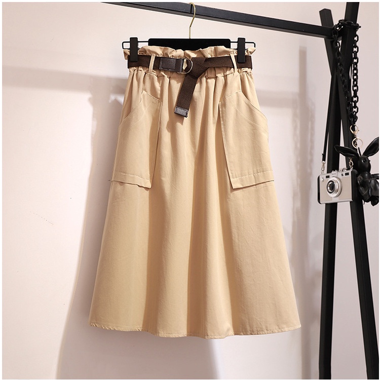 Chân váy midi TODOBLACK cotton lưng cao màu trơn có thắt lưng thời trang xuân hè xinh xắn cho nữ
