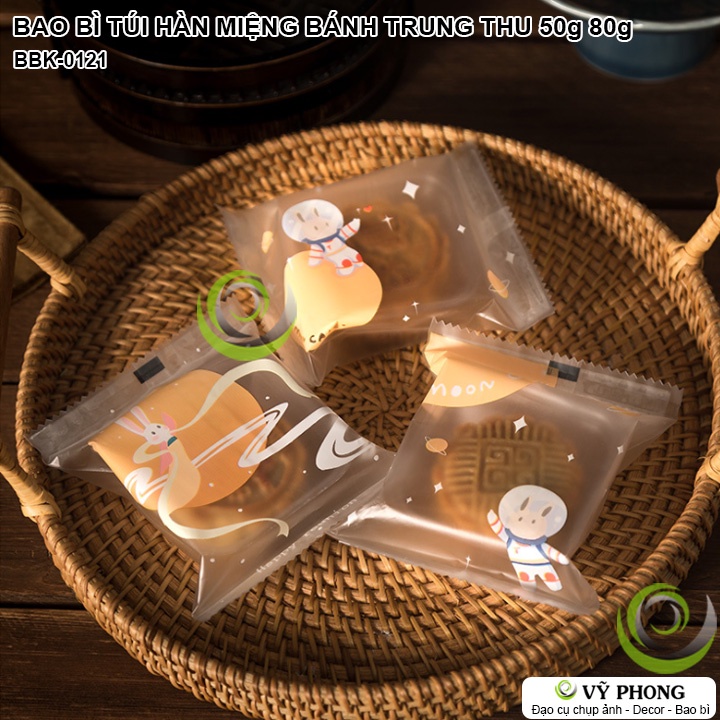 BAO BÌ TÚI NHỰA HÀN MIỆNG ĐỰNG BÁNH TRUNG THU CHO SIZE BÁNH 50g 80g IN HÌNH THỎ QUÀ TẶNG LỄ TẾT BBK-0121