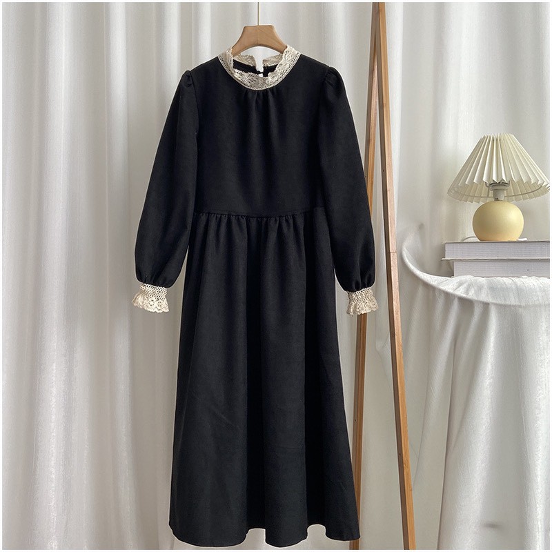 [Mã FATHANG5 giảm 10K đơn 50K] [HÀNG ĐẸP] Váy nhung tăm retro ulzzang vintage dài tay - M17 - janna house | BigBuy360 - bigbuy360.vn