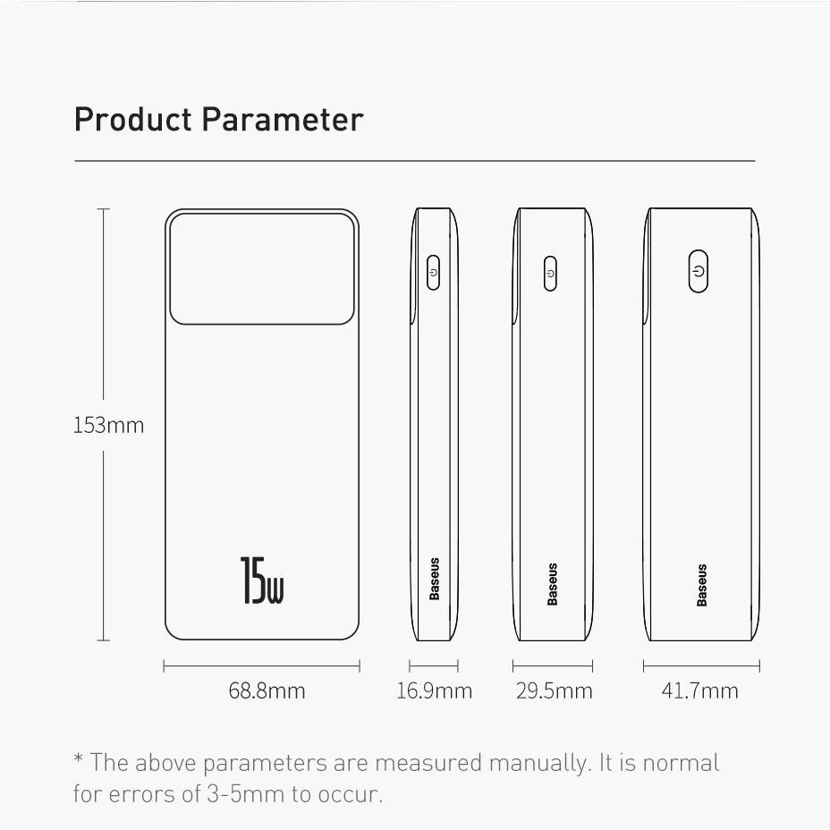 Sạc dự phòng Baseus hỗ trợ sạc nhanh cho các thiết bị chạy hệ điều hành Android/iOS 30000mAh/20000mAh/10000mAh