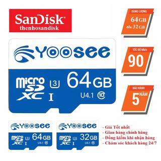 Thẻ nhớ yoosee 64gb/32gb class 10 chuyên dụng cho camera yoosee camera ip wifi, điện thoại, loa đài,... bh 5 năm