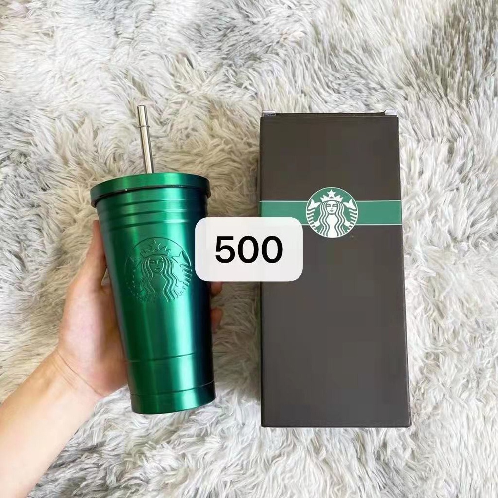 Bình Nước Starbucks Giữ Nhiệt Bằng Inox Có Ống Hút Tiện Lợi