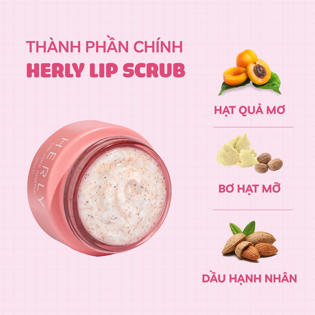 Tẩy tế bào chết môi HERLY Lip Scrub 20ml dưỡng môi mềm mịn [HL02]