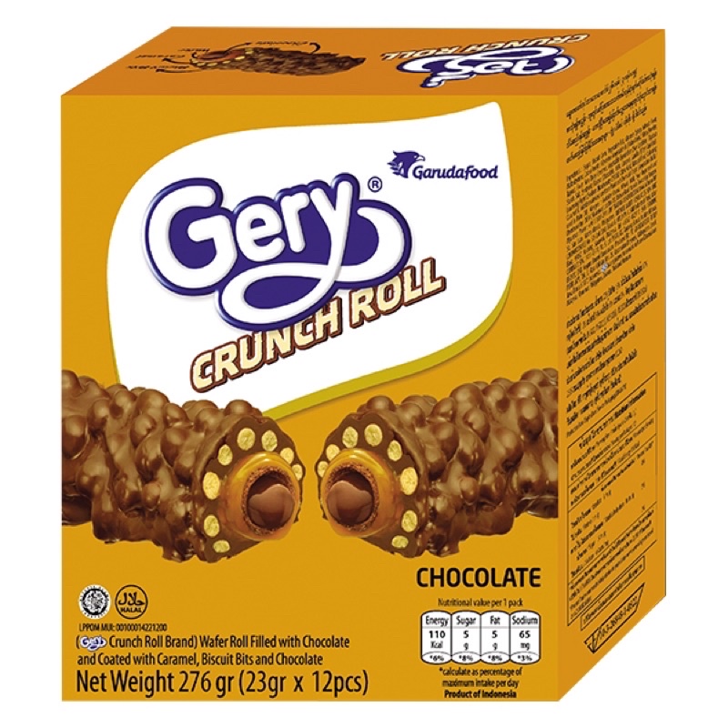 Bánh Phủ Socola Gery Crunch Roll Hộp 276G