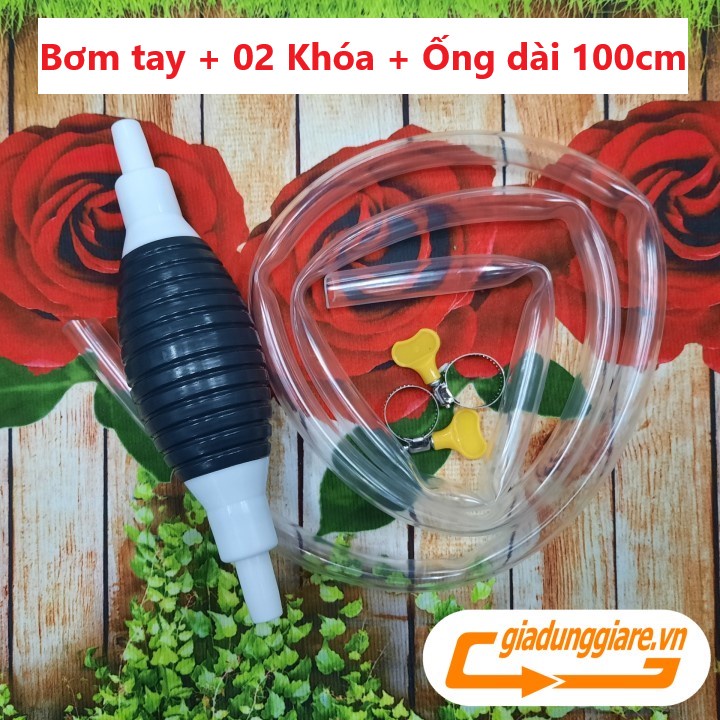 Bơm hút chất lỏng đa năng kèm 2 khóa (Dài 100cm) Dụng cụ hút nước hút rượu hút xăng dầu đơn giản hiệu quả