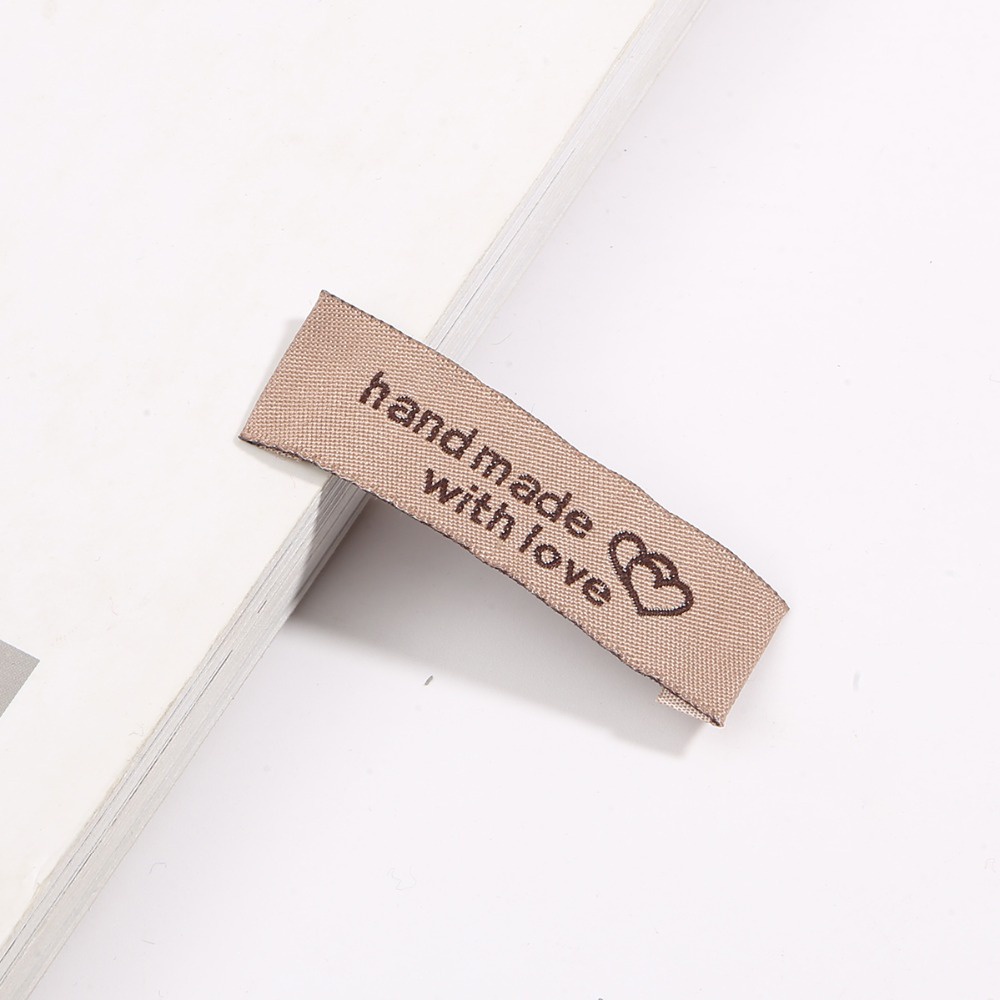 Nhãn mác quần áo vải tag handmade with love, phụ kiện handmade DIY