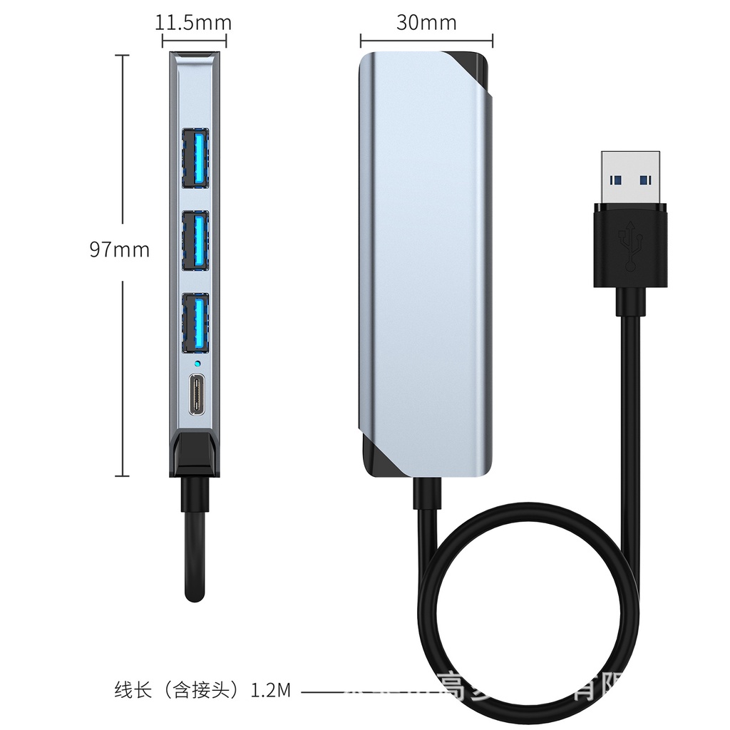 Bộ Chuyển Đổi Hub 5 Trong 1 Loại USB-C Sang 4 Cổng USB 3.0 &amp; 2.0 Và 1 Cổng Type C Cho Máy Tính