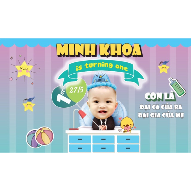 Combo phụ kiện sinh nhật backdrop+Chibi