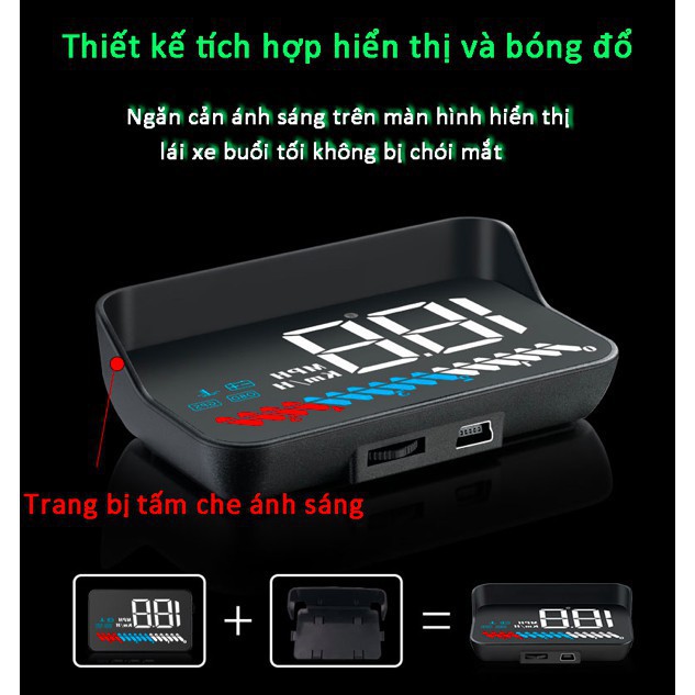 Thiết bị hiển thị tốc độ trên kính lái ô tô HUD FULL OPTION OBD2 [Giá đẳng cấp]