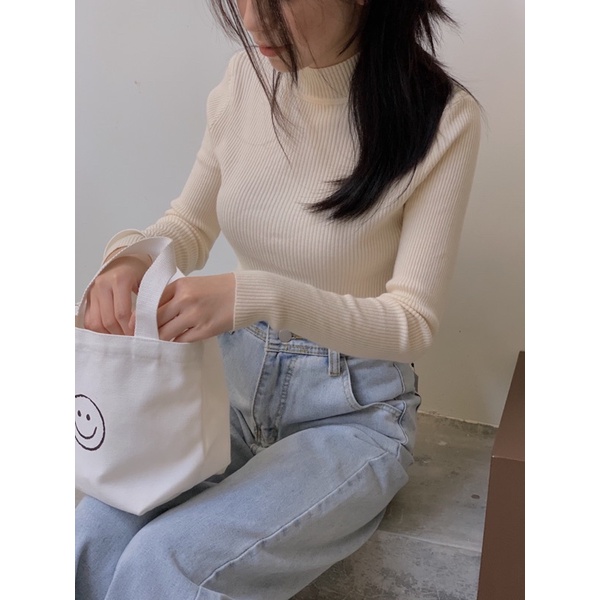 Áo len gân cổ 5p trơn LEN116 LOLLIE STUDIO