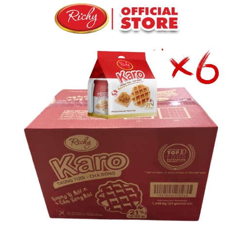 Thùng bánh tươi Richy Karo Sợi Gà 36 gói (6 bịch/thùng)