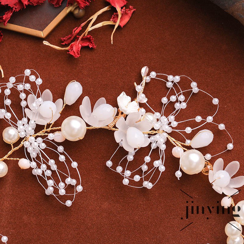 GETNOIVAS Cài tóc cô dâu đính đá và ngọc trai giả sang trọng