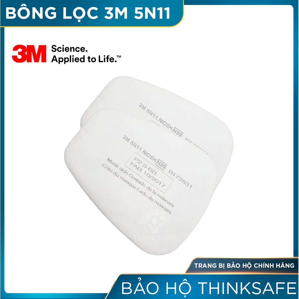 Tấm lọc bụi 3M Thinksafe, lọc bụi siêu mịn, phòng dịch, chống giọt bắn, tia bắn, dùng cho phin lọc 3M chính hãng - 5n11