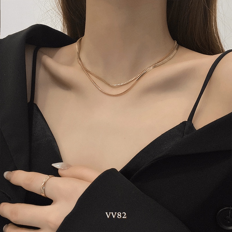 Dây chuyền titan không đen gỉ sợi đôi thời trang nữ tính Annie VV82