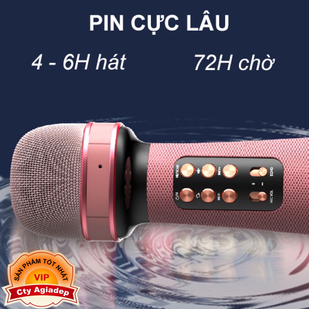 Mic Karaoke Kiêm Loa Bluetooth WS-898, Micro không dây hát karaoke mini cầm tay Nâng giọng cực chất, Loa hát karaoke AGD