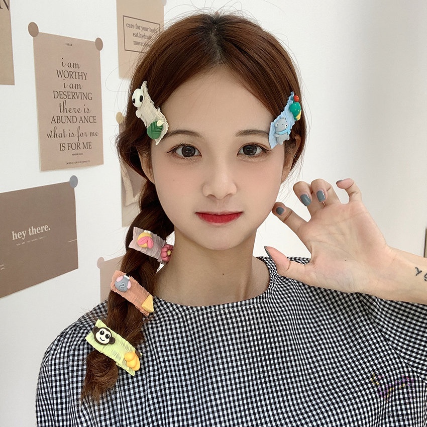 Kẹp tóc họa tiết hoạt hình màu kẹo phong cách Hàn Quốc thời trang dành cho bé gái