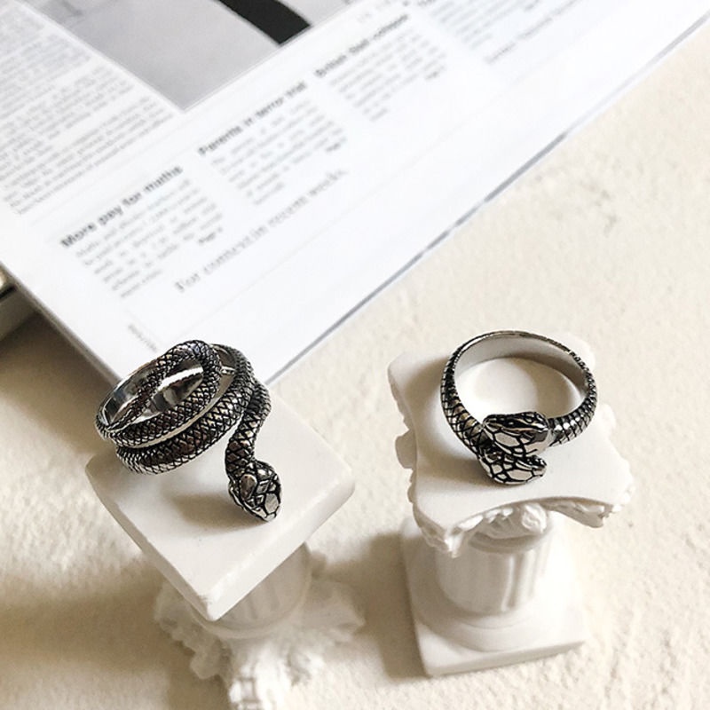 Nhẫn Thép Titan Hình Rắn Phong Cách hip hop Cổ Điển Cá Tính Thời Trang Cho Nam