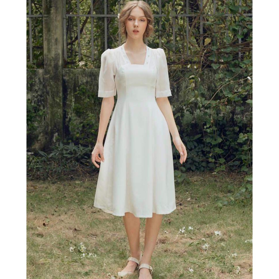 ĐẦM DỰ TIỆC TAY LƯỚI NGỌC