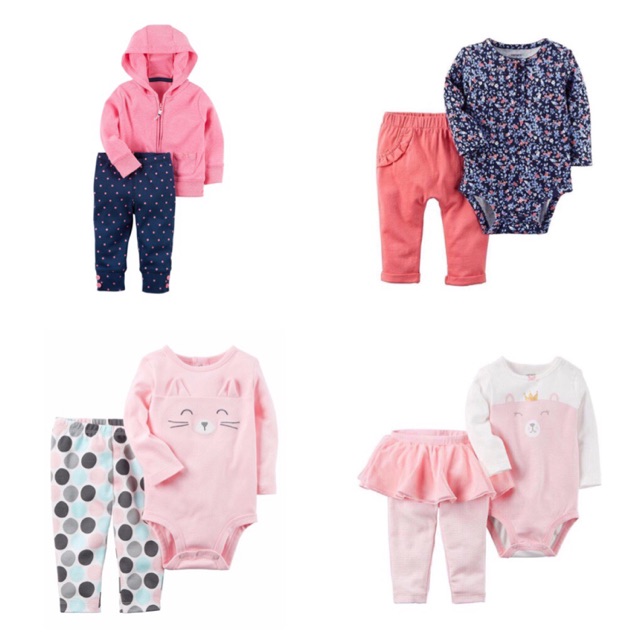 Sét 2 Body Kèm Quần Bé Gái Hàng Carter Xuất Xịn