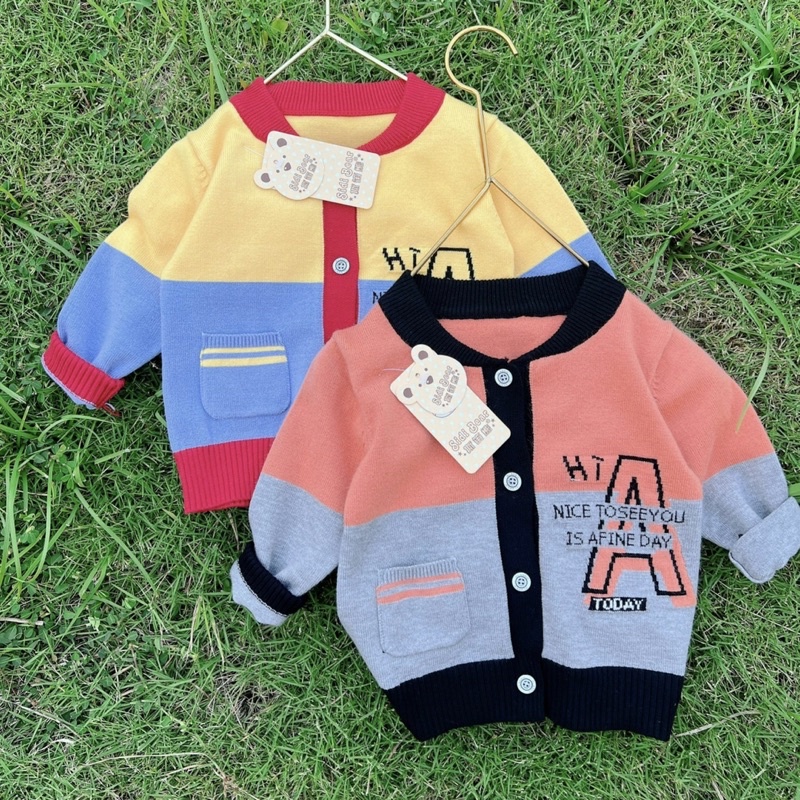 Áo len cardigan Quảng Châu dài tay mềm mịn cho bé trai/gái, chất len siêu mịn không xù không bai nhão