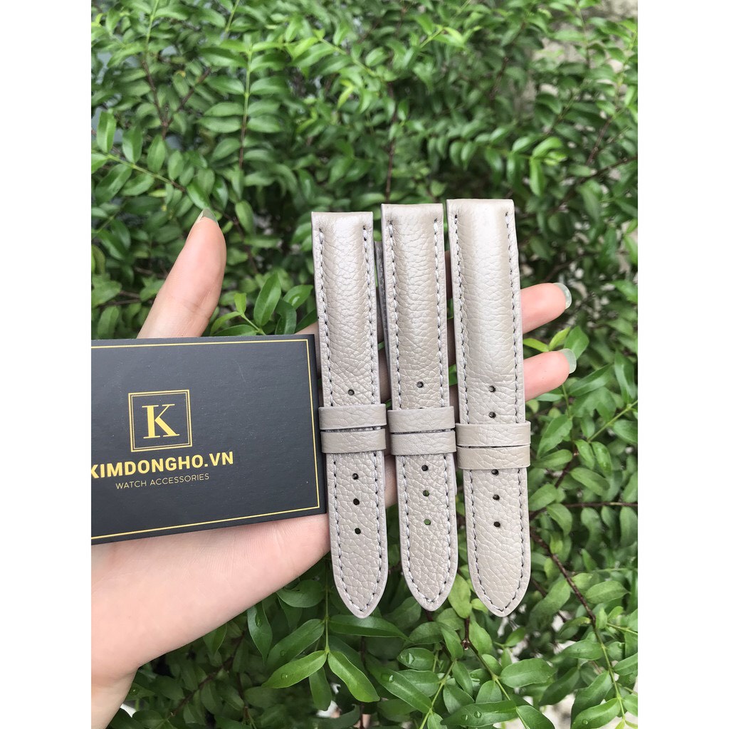 Dây da bò đồng hồ màu trắng chính hãng Tây Ban Nha ảnh thật 100%