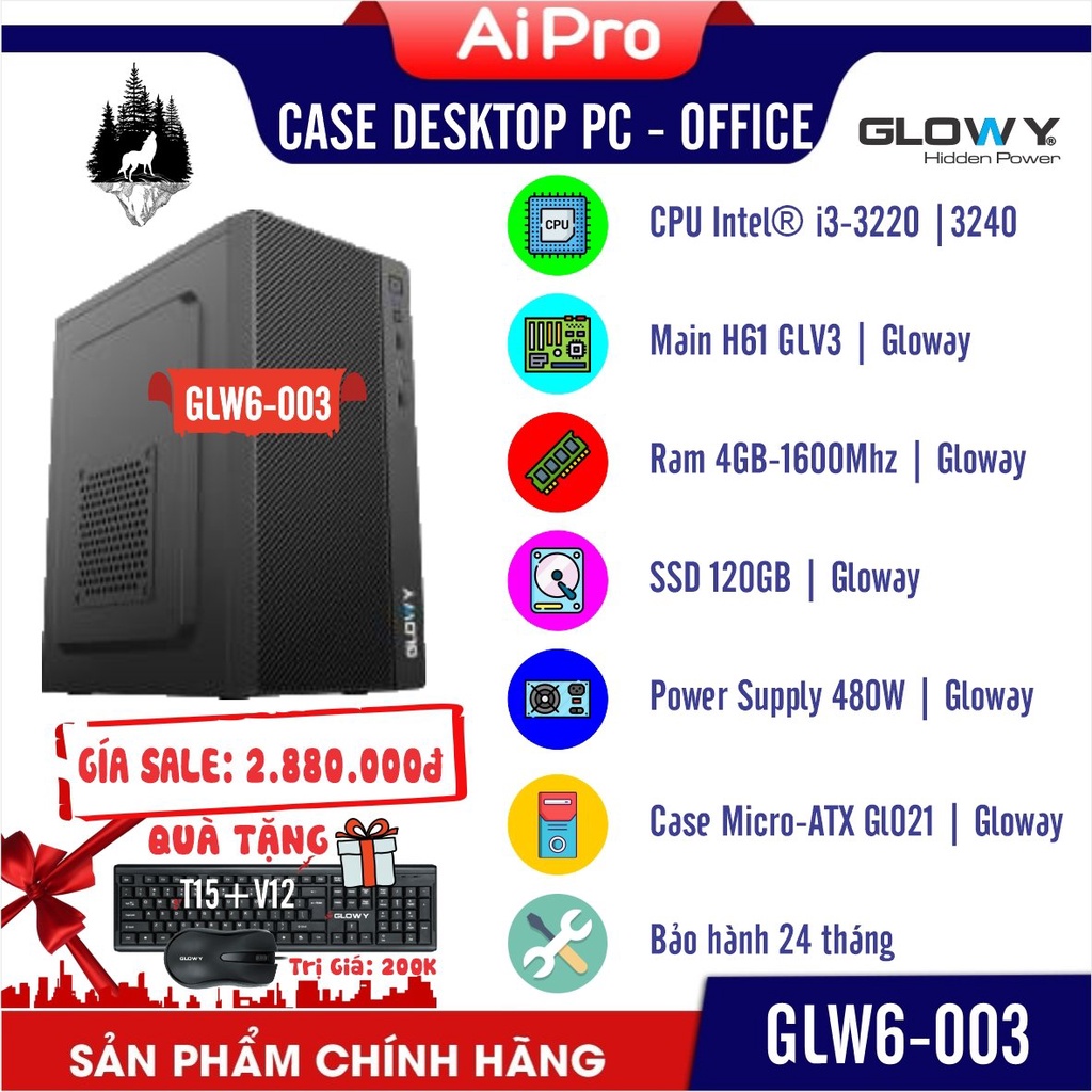 Bộ máy tính Thương Hiệu Việt Nam Gloway - Dạy, học online và giải trí - Bảo Hành 24 Tháng