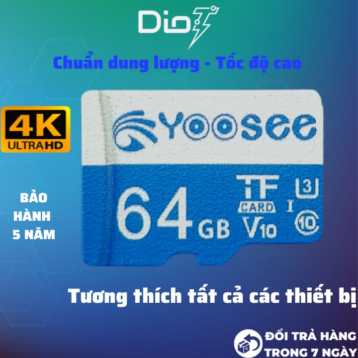 Thẻ nhớ 64GB Class 10 U3 tốc độ cao chuyên lưu dữ liệu Camera và điện thoại