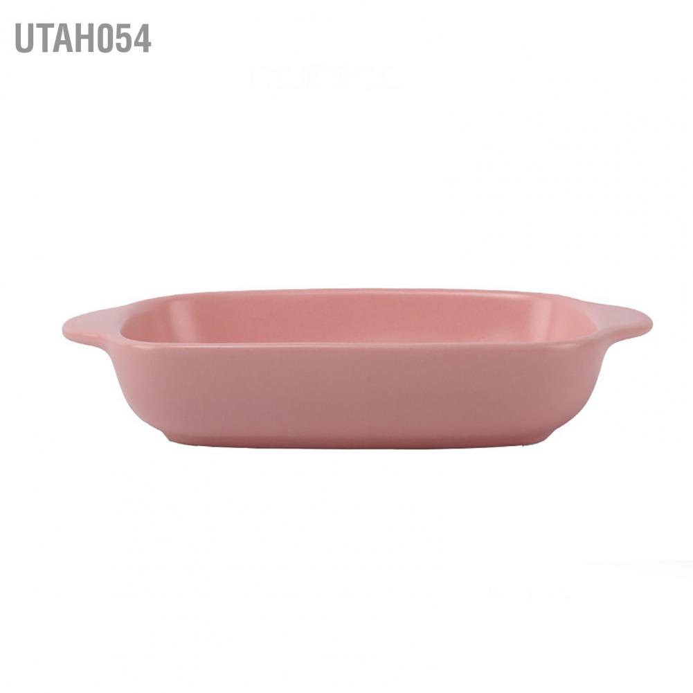 Hàng Sẵn (18*13.5*4cm) Khay chữ nhật sứ, Nướng Bánh,Chịu Nhiệt Đĩa nướng Kết cấu mờ đơn giản Chảo sứ hình chữ nhật cho lò vi sóng【Utah054】