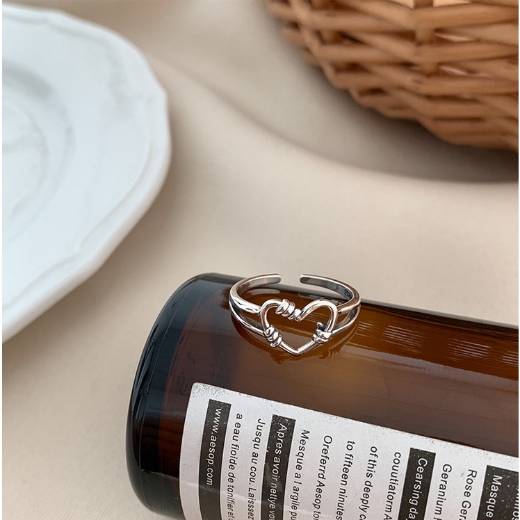 Set nhẫn hở MAYEBE LAVEND hình trái tim đơn giản thanh lịch phong cách retro Hàn Quốc